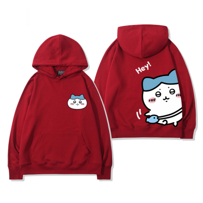 Chiikawa聯名衛衣2024秋冬新款親子情侶裝薄絨款連帽衛衣