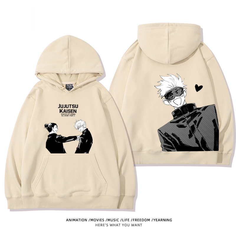 咒術迴戰聯名衛衣2024秋冬新款親子情侶裝薄絨款連帽衛衣