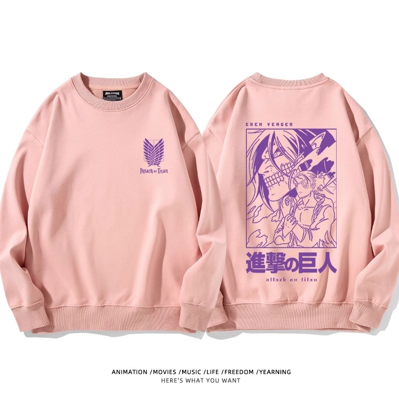 進擊的巨人 聯名衛衣2024秋冬新款親子情侶裝薄絨款連帽衛衣