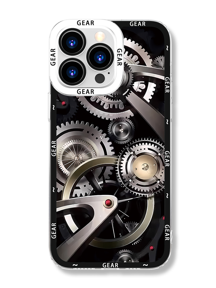 蘋果 系列高級感機械風天使眼透明防摔手機殼