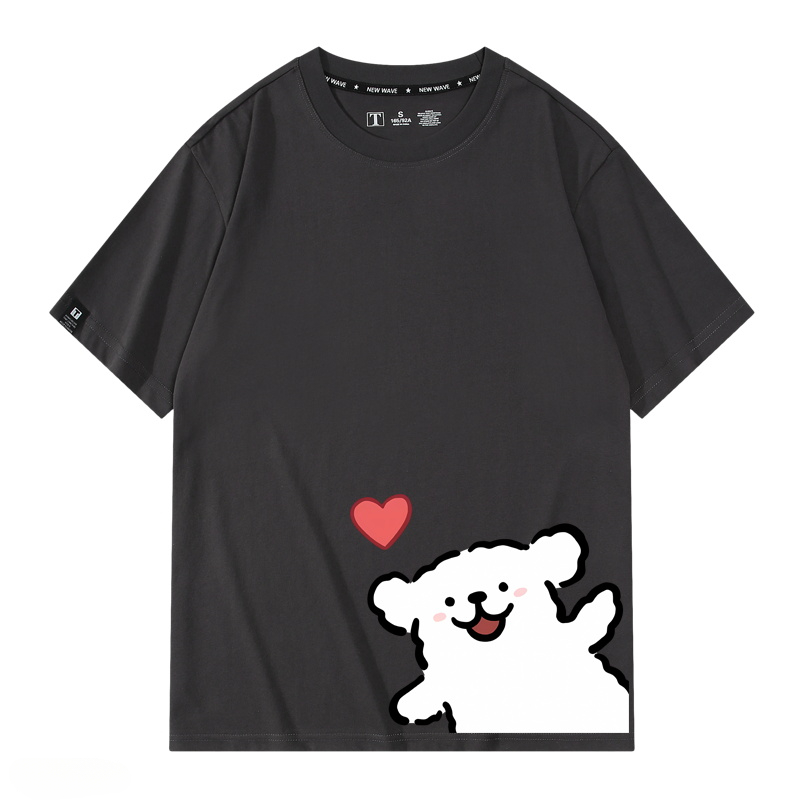 線條小狗 2024親子情侶男女同款 純棉T恤