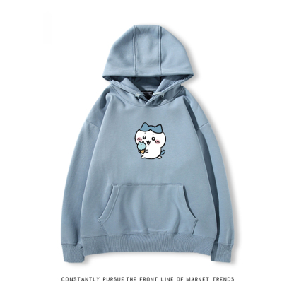 Chiikawa聯名衛衣2024秋冬新款親子情侶裝薄絨款連帽衛衣