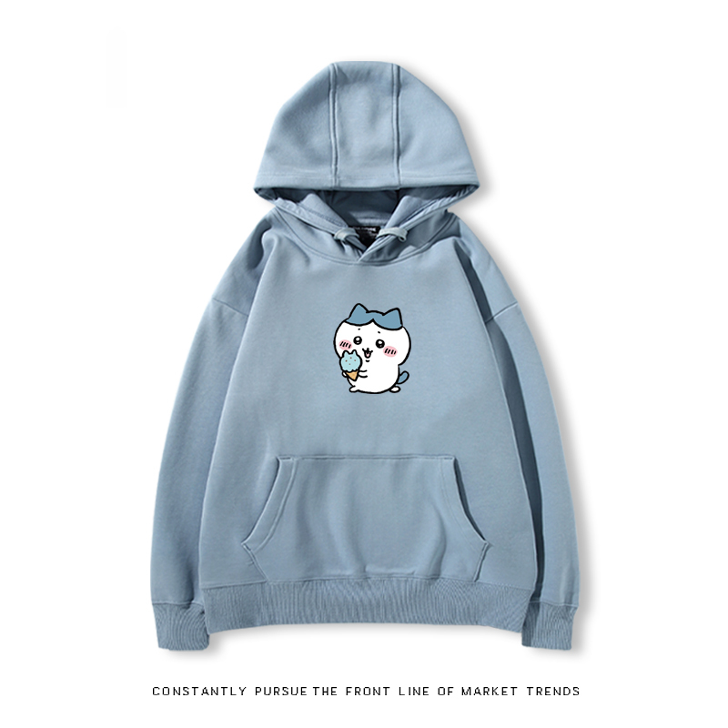 Chiikawa聯名衛衣2024秋冬新款親子情侶裝薄絨款連帽衛衣