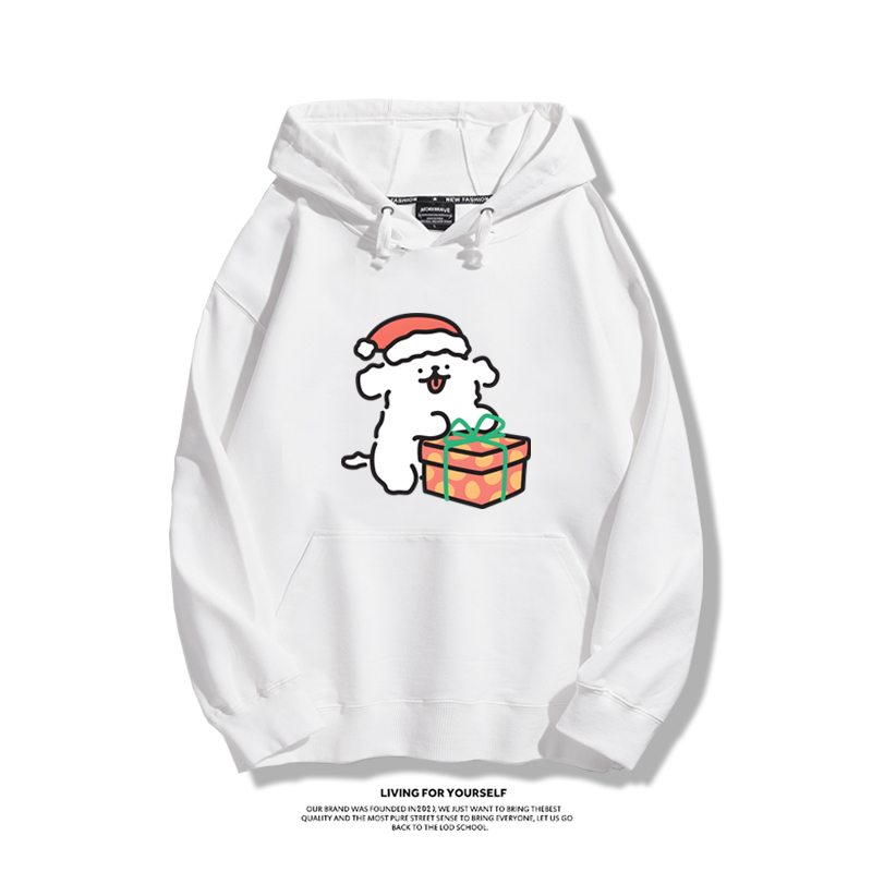 線條小狗聯名衛衣2023秋冬新款親子情侶裝薄絨款連帽衛衣