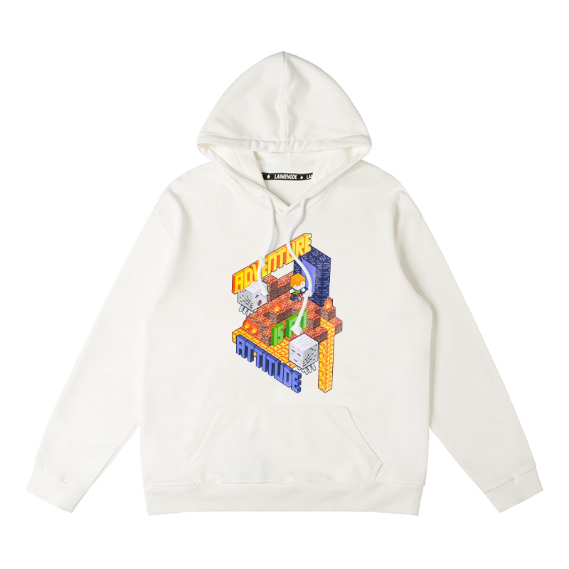 Minecraft我的世界聯名衛衣2024秋冬新款親子情侶裝薄絨款連帽衛衣