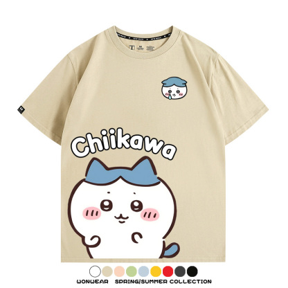 Chiikawa日系萌系吉伊卡哇可愛小八烏薩奇聯名短袖夏男T恤衫
