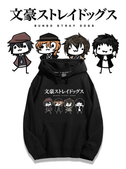 文豪野犬聯名衛衣2024秋冬新款親子情侶裝薄絨款連帽衛衣