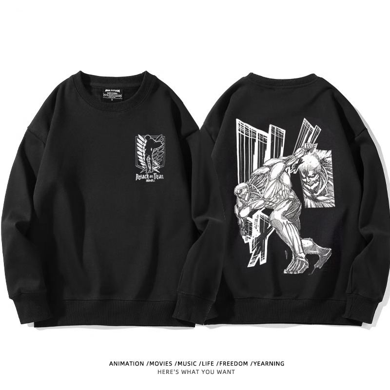 進擊的巨人 聯名衛衣2024秋冬新款親子情侶裝薄絨款連帽衛衣