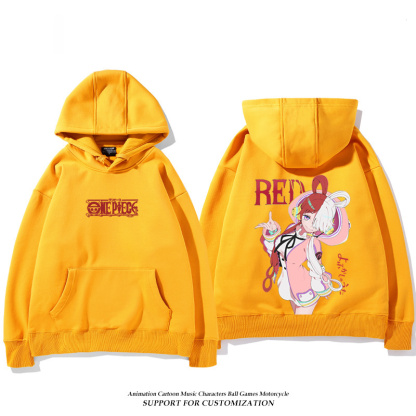 航海王紅髮歌姬烏塔 聯名衛衣2024秋冬新款親子情侶裝薄絨款連帽衛衣