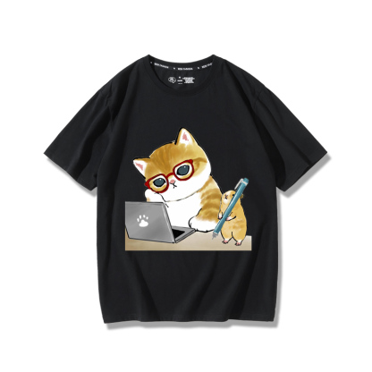 上班族貓咪2024親子情侶男女同款 純棉T恤