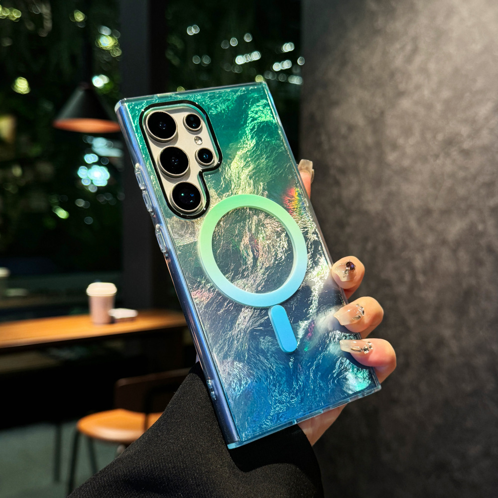 三星冰川紋炫彩漸變磁吸手機殼