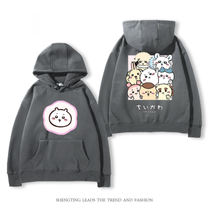 chiikawa 2024秋冬新款親子情侶裝薄絨款連帽衛衣