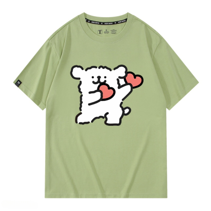 線條小狗 2024親子情侶男女同款 純棉T恤