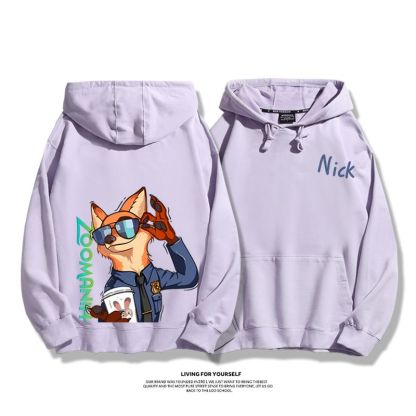 瘋狂動物城聯名衛衣2024秋冬新款親子情侶裝薄絨款連帽衛衣