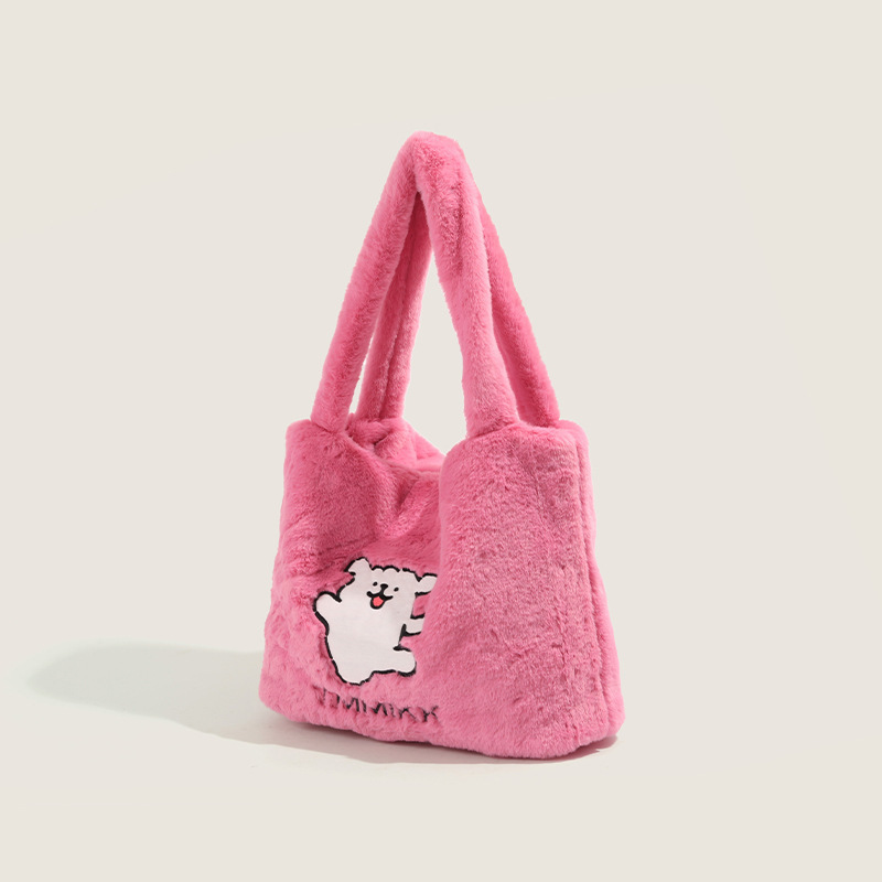 STARRY&DREAM正品線條小狗毛毛包手提包2024新品毛絨絨單肩包女