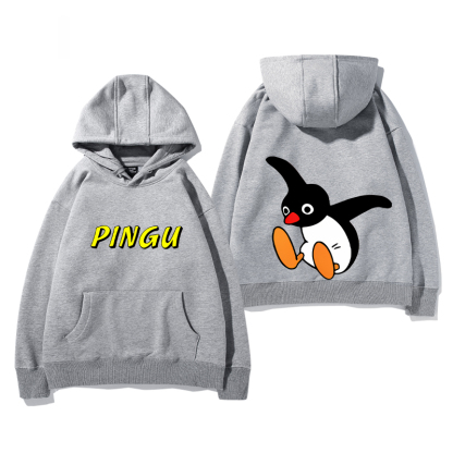 企鵝家族PINGU 聯名衛衣2024秋冬新款親子情侶裝薄絨款連帽衛衣