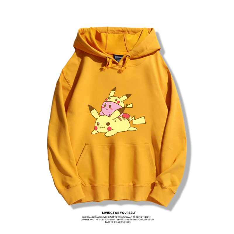 星之卡比聯名精靈寶可夢2024秋冬新款親子情侶裝薄絨款連帽衛衣