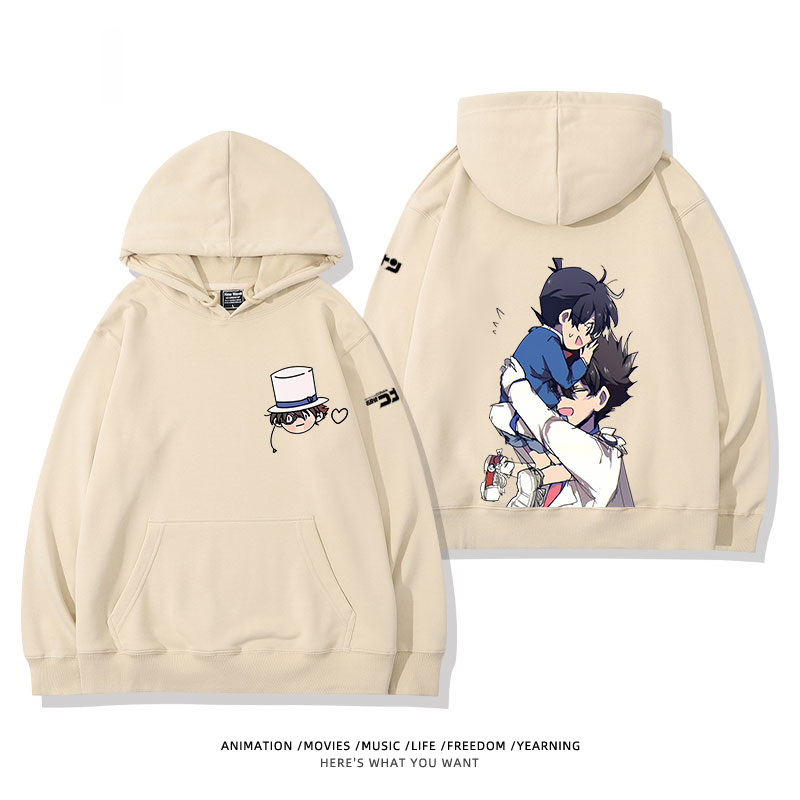 名偵探柯南 聯名衛衣2024秋冬新款親子情侶裝薄絨款連帽衛衣