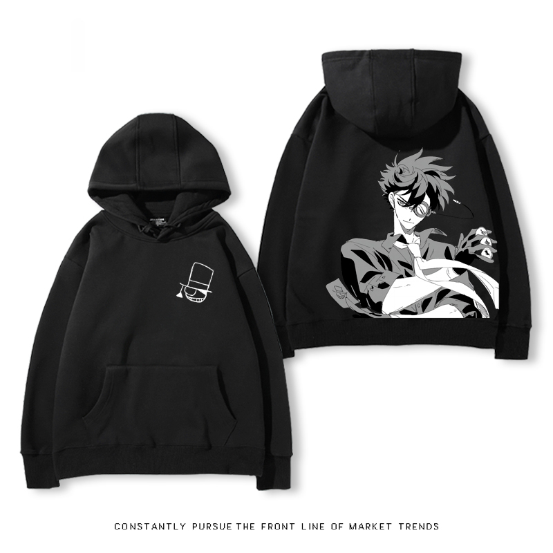 名偵探柯南聯名衛衣2024秋冬新款親子情侶裝薄絨款連帽衛衣