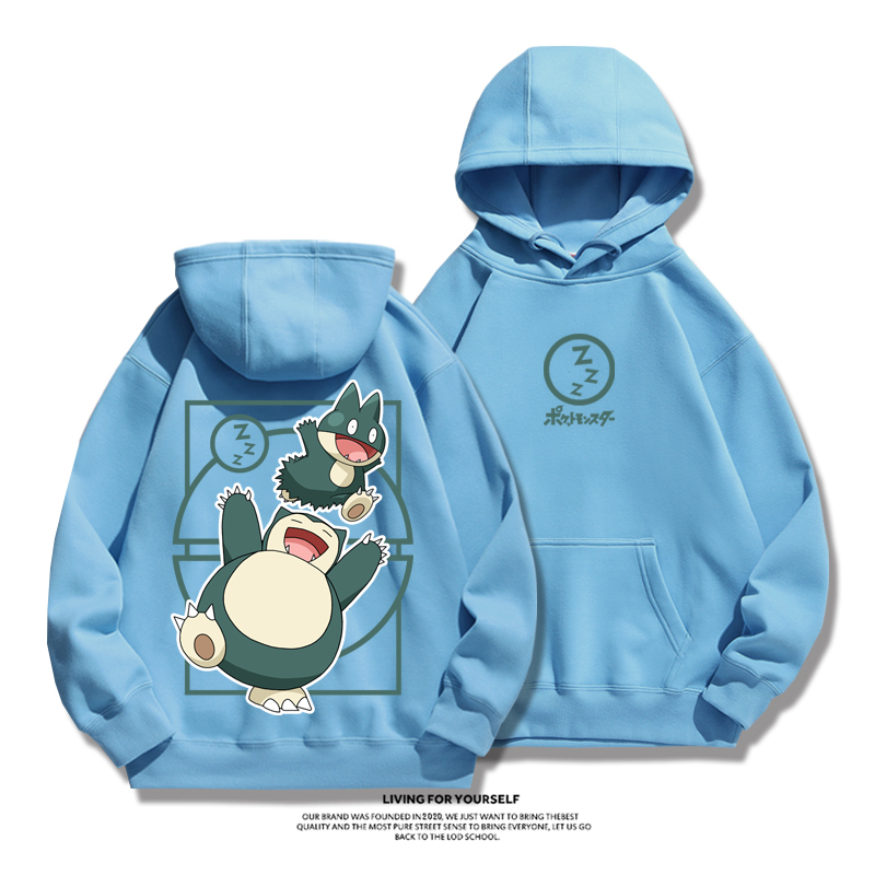 寶可夢聯名衛衣2024秋冬新款親子情侶裝薄絨款連帽衛衣