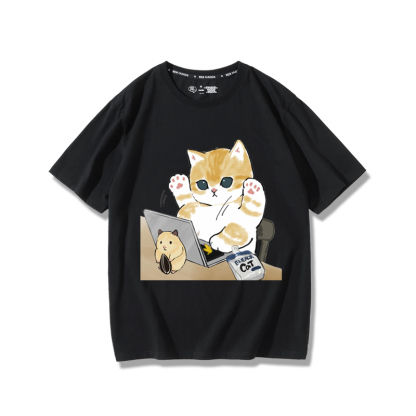 上班族貓咪2024親子情侶男女同款 純棉T恤