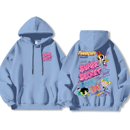 飛天小女警聯名衛衣女衛衣2024秋冬新款親子情侶裝薄絨款連帽衛衣