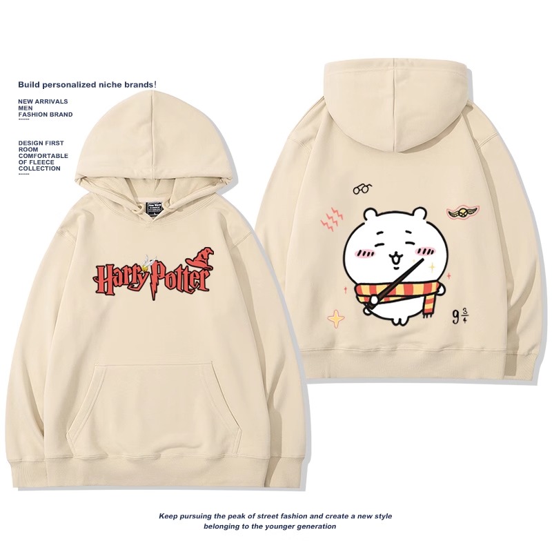 Chiikawa聯名衛衣2024秋冬新款親子情侶裝薄絨款連帽衛衣