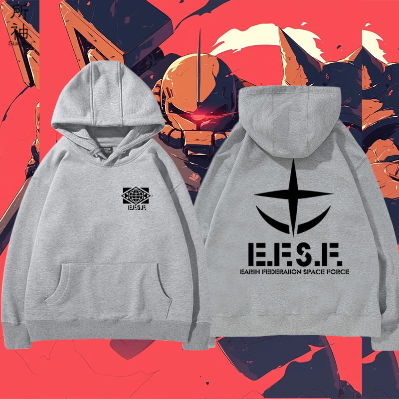 機動戰士高達扎古吉翁 聯名衛衣2024秋冬新款親子情侶裝薄絨款連帽衛衣