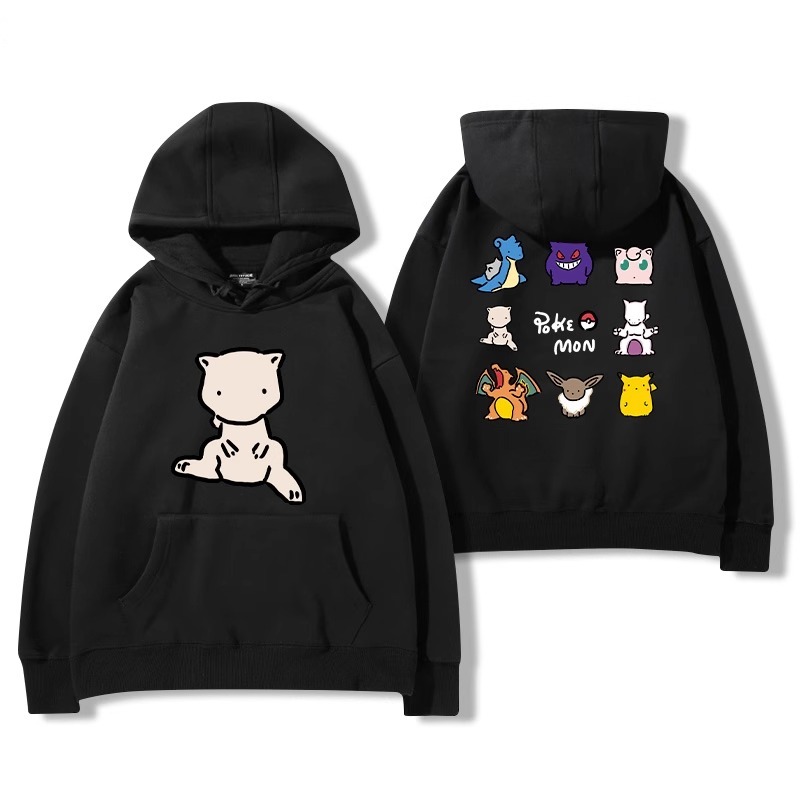 寶可夢聯名衛衣2024秋冬新款親子情侶裝薄絨款連帽衛衣