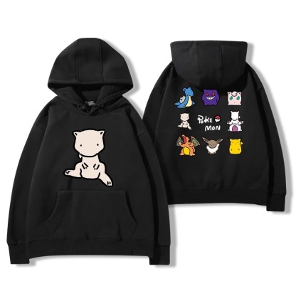 寶可夢聯名衛衣2024秋冬新款親子情侶裝薄絨款連帽衛衣