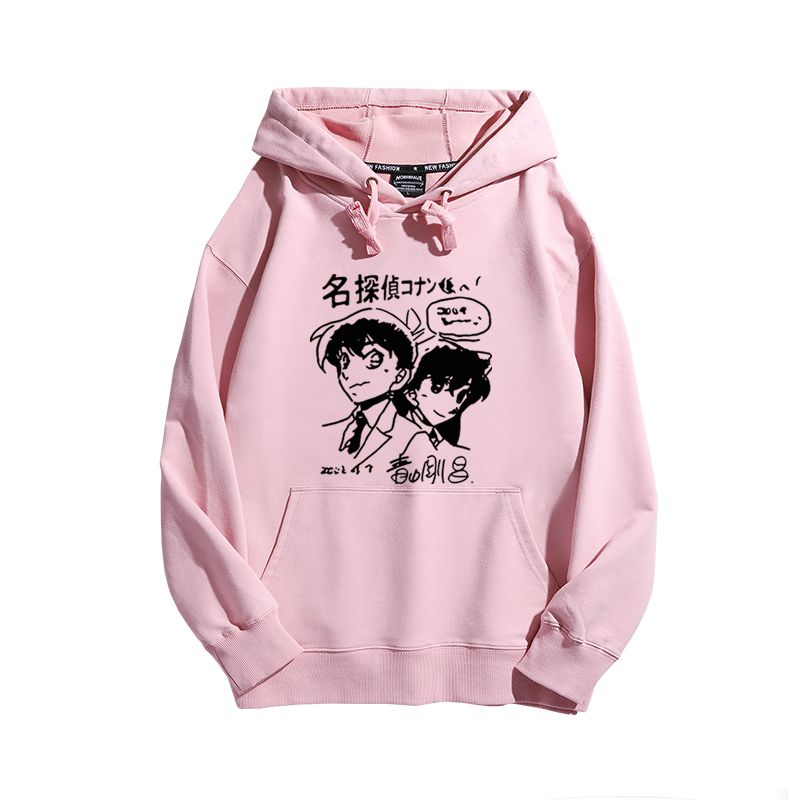 名偵探柯南聯名衛衣2024秋冬新款親子情侶裝薄絨款連帽衛衣