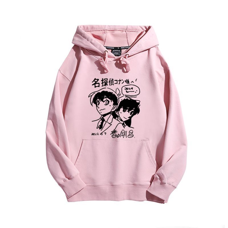 名偵探柯南聯名衛衣2024秋冬新款親子情侶裝薄絨款連帽衛衣