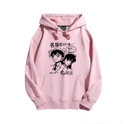 名偵探柯南聯名衛衣2024秋冬新款親子情侶裝薄絨款連帽衛衣