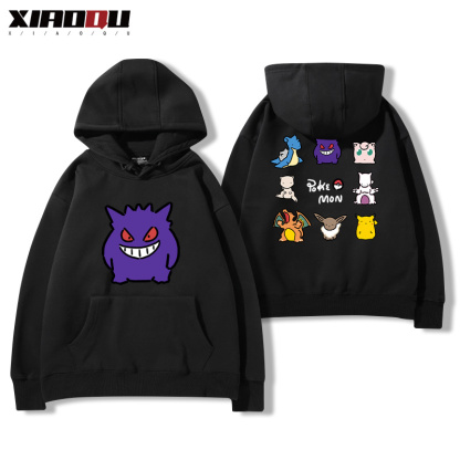 寶可夢聯名衛衣2024秋冬新款親子情侶裝薄絨款連帽衛衣