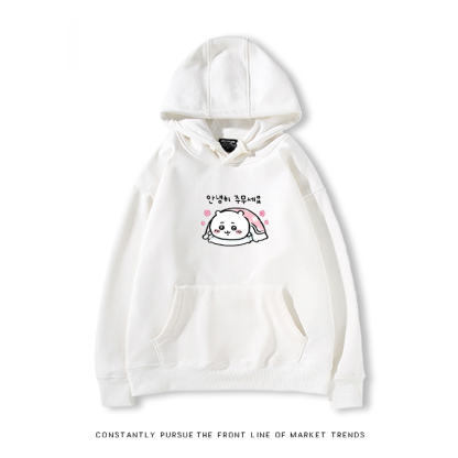 Chiikawa聯名衛衣2024秋冬新款親子情侶裝薄絨款連帽衛衣