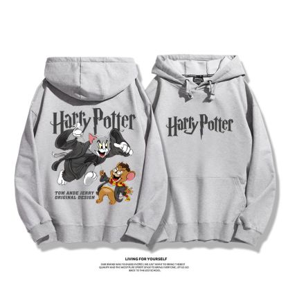貓和老鼠x哈利波特聯名衛衣2023秋冬新款親子情侶裝薄絨款連帽衛衣