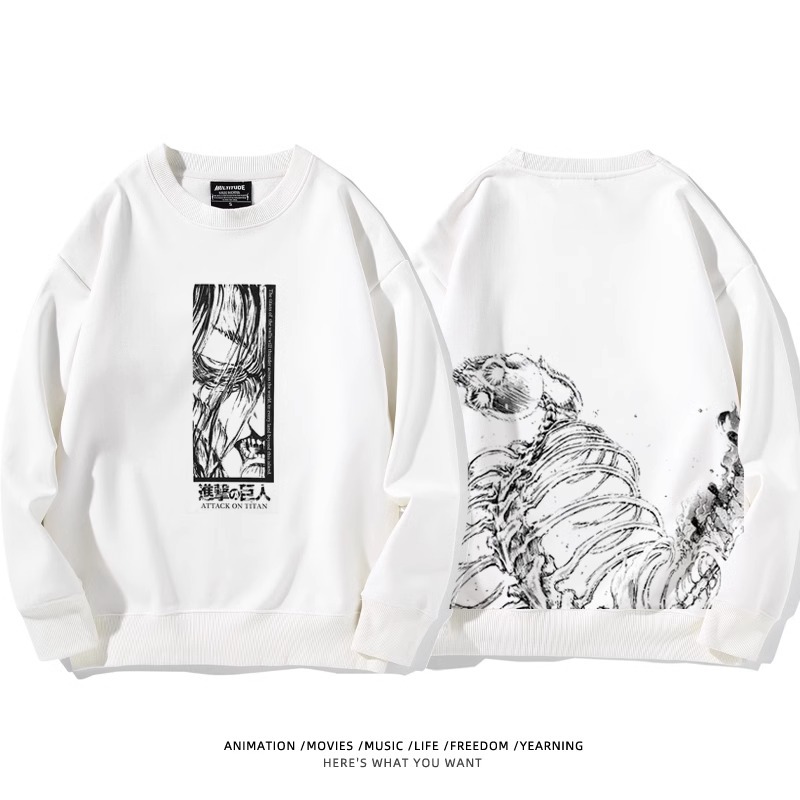 進擊的巨人 聯名衛衣2024秋冬新款親子情侶裝薄絨款連帽衛衣