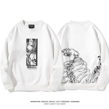 進擊的巨人 聯名衛衣2024秋冬新款親子情侶裝薄絨款連帽衛衣