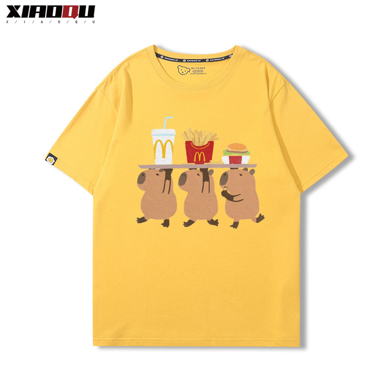 卡皮巴拉 2024親子情侶男女同款 純棉T恤