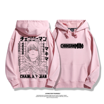 鏈鋸人瑪奇瑪2023秋冬新款親子情侶裝薄絨款連帽衛衣