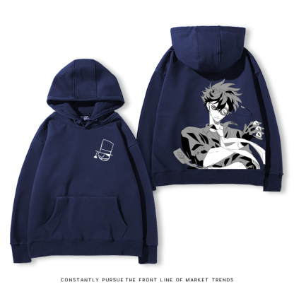 名偵探柯南聯名衛衣2024秋冬新款親子情侶裝薄絨款連帽衛衣