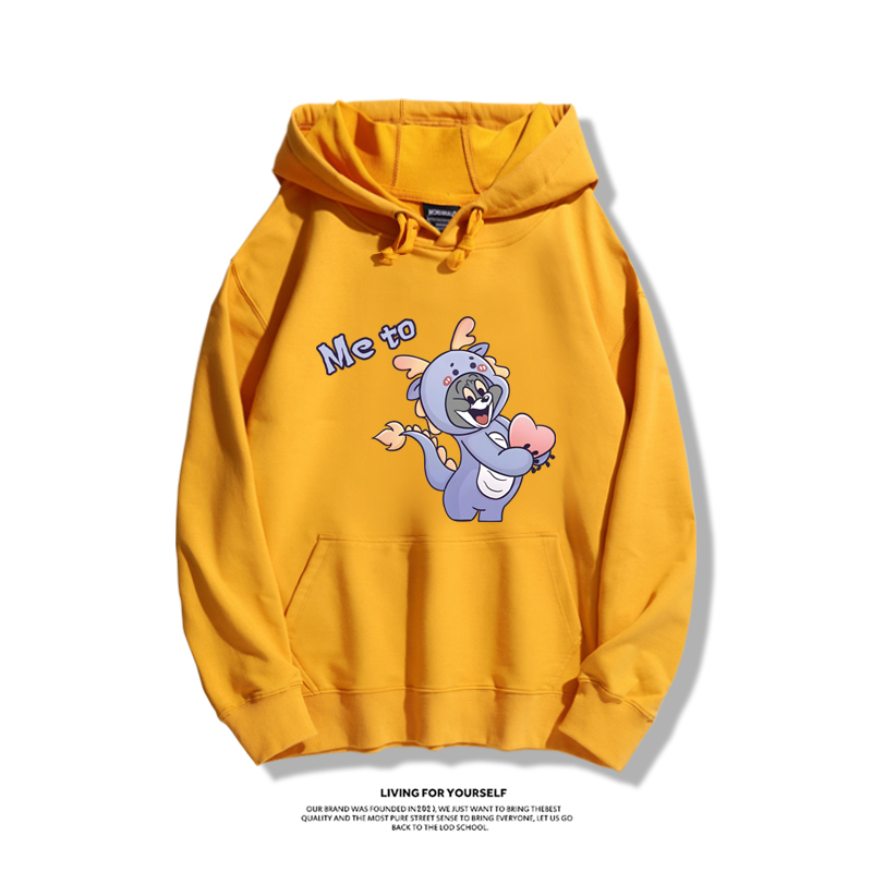 貓和老鼠聯名衛衣2023秋冬新款親子情侶裝薄絨款連帽衛衣