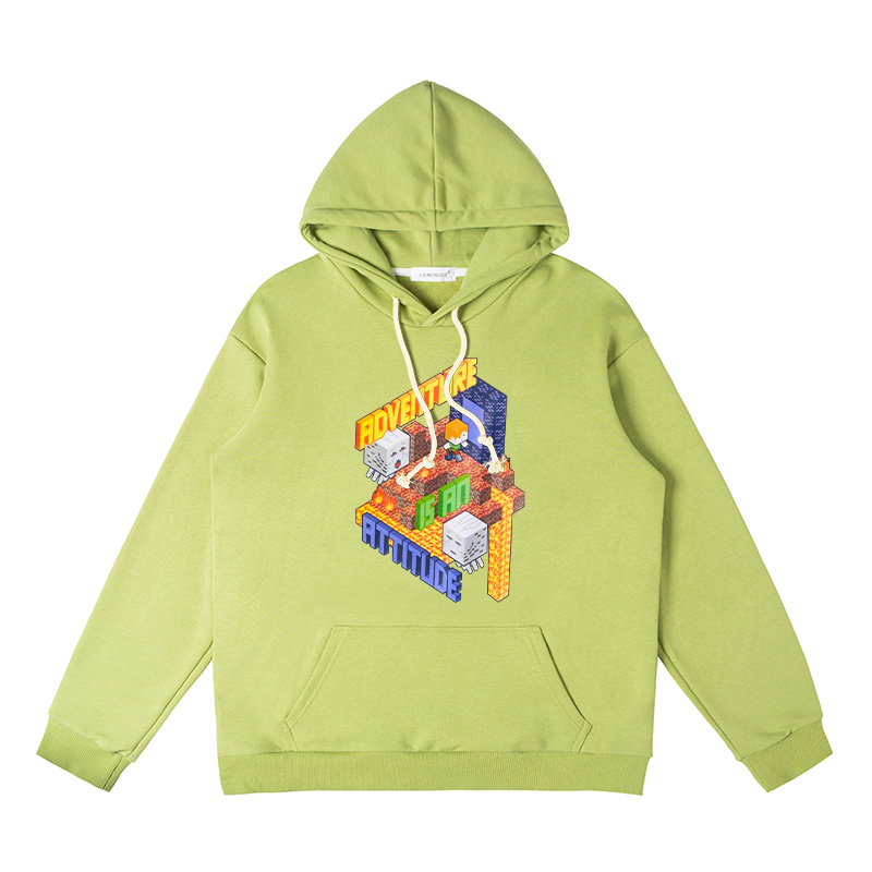 Minecraft我的世界聯名衛衣2024秋冬新款親子情侶裝薄絨款連帽衛衣