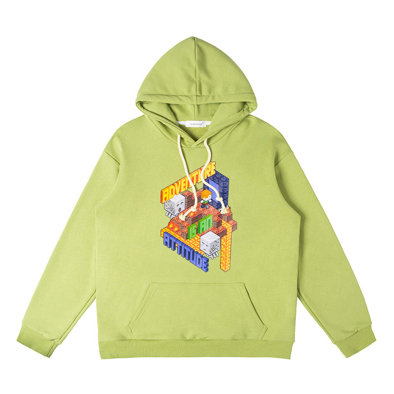 Minecraft我的世界聯名衛衣2024秋冬新款親子情侶裝薄絨款連帽衛衣