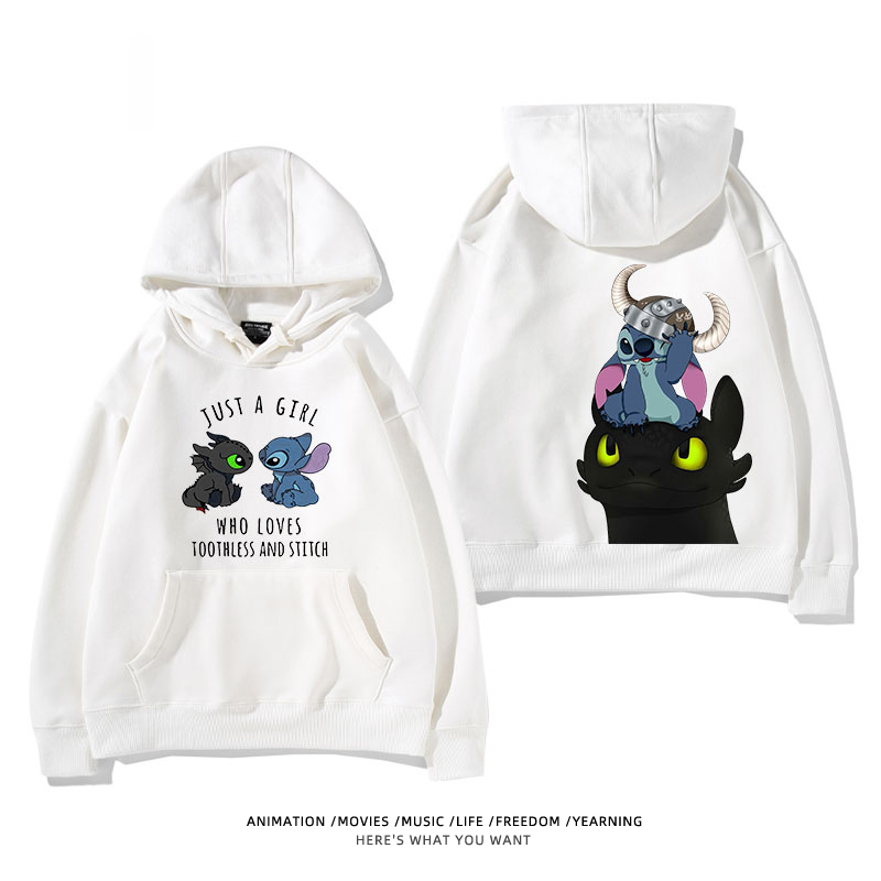 馴龍高手聯名史迪仔 2024秋冬新款親子情侶裝薄絨款連帽衛衣