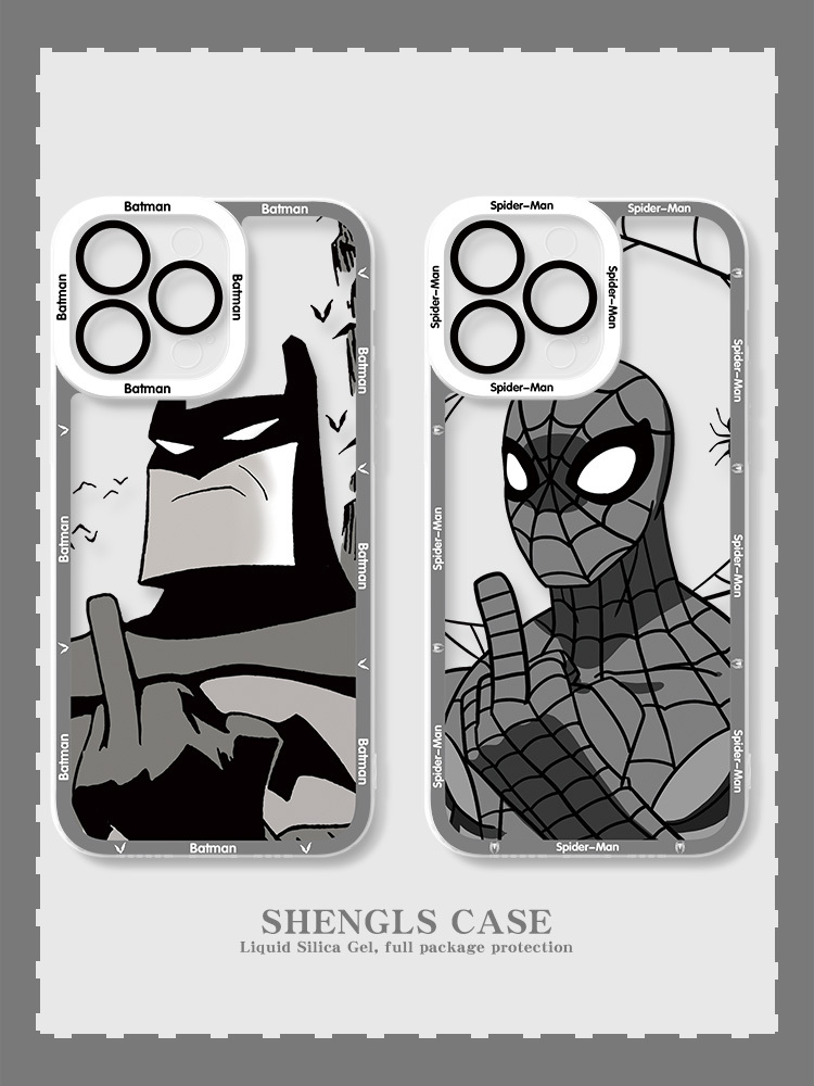 蘋果 系列惡搞蜘蛛俠蝙蝠俠天使眼透明防摔手機殼