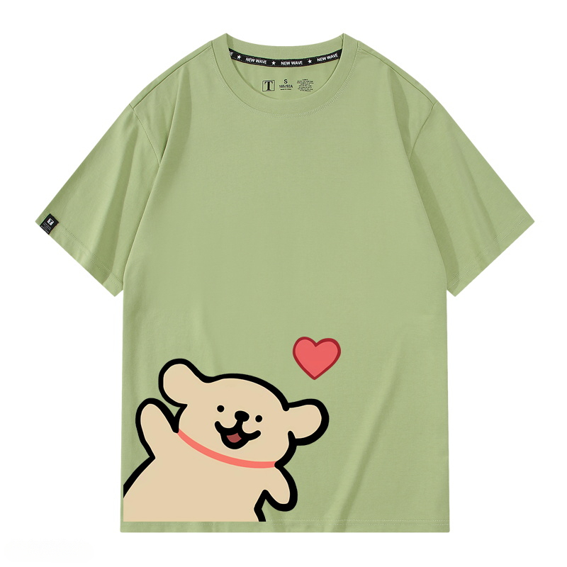 線條小狗 2024親子情侶男女同款 純棉T恤