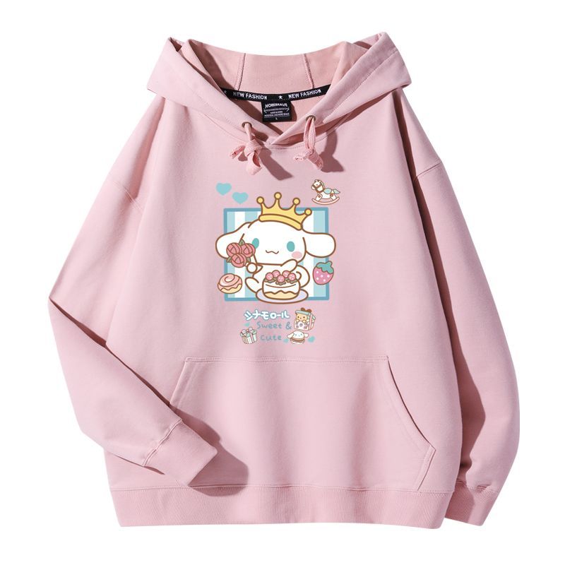 三麗鷗大耳狗聯名衛衣2023秋冬新款親子情侶裝薄絨款連帽衛衣