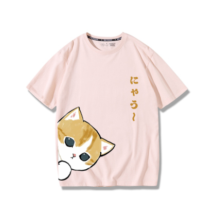 可愛貓咪探頭2024親子情侶男女同款 純棉T恤