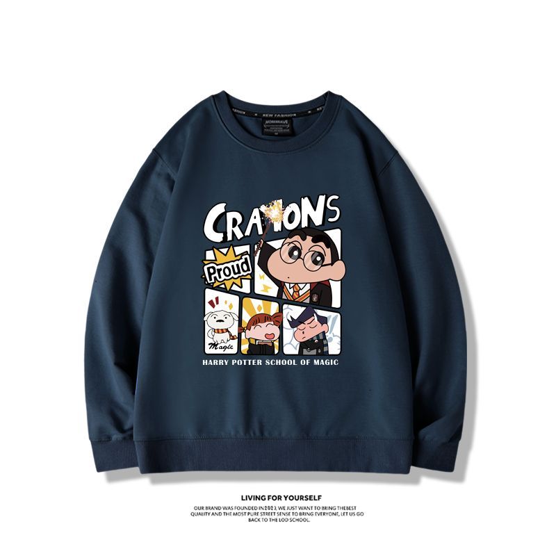蠟筆小新聯名哈利波特2024親子情侶裝 圓領長袖